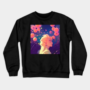 Blonde with flowers Crewneck Sweatshirt